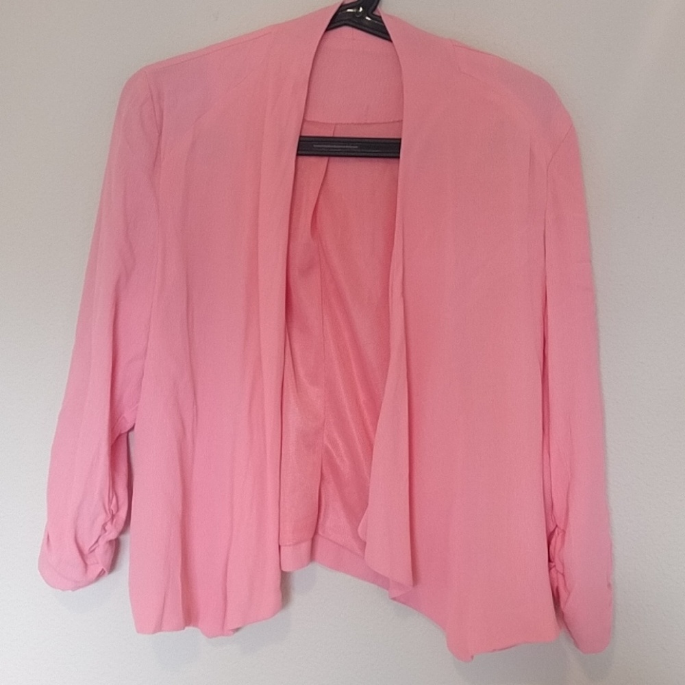 Maurices color pink open drape blazer